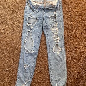 American Eagle Outfitters Light Blue Distressed Skinny Jeans